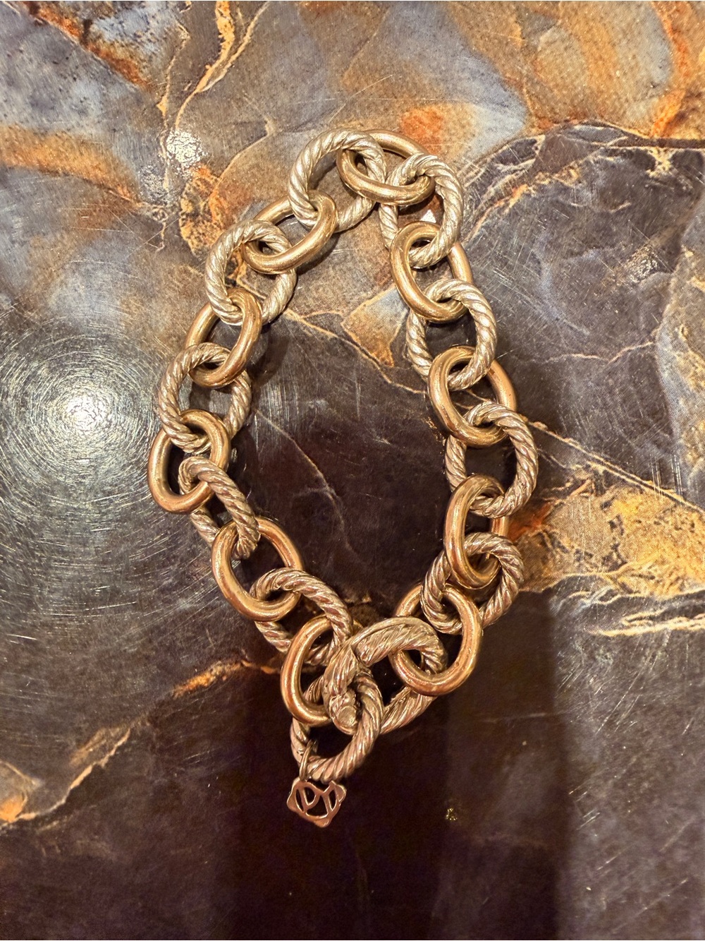 David Yurman Gold-Tone Chunky Rope Link Bracelet
